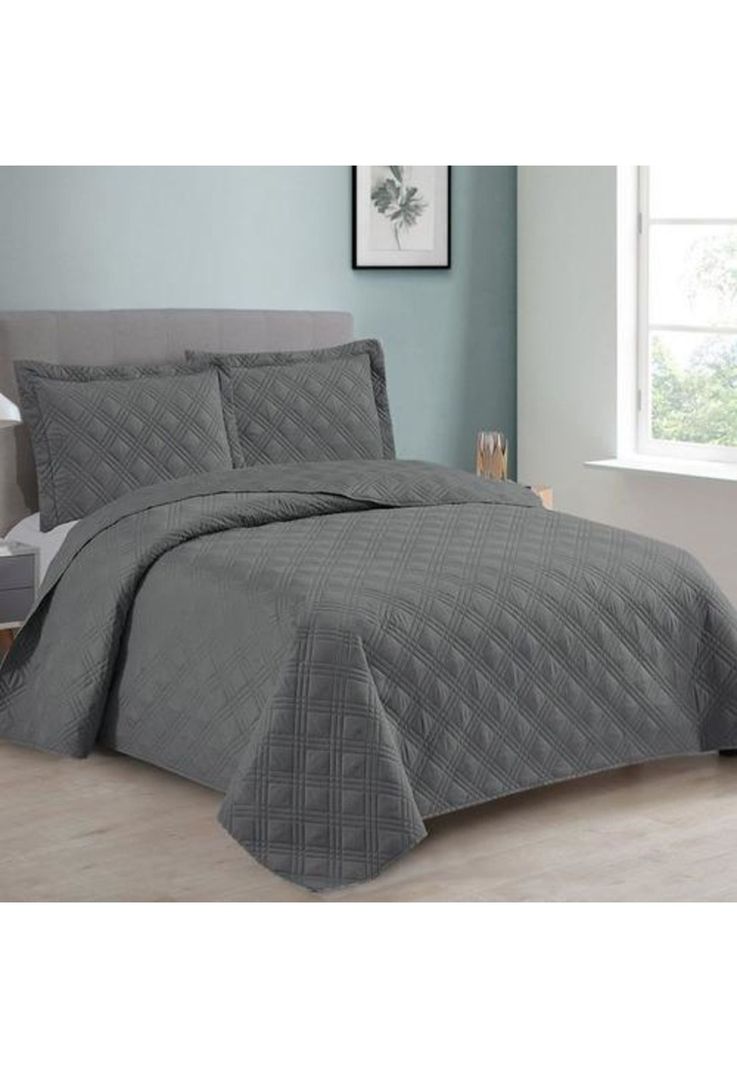QUILT ANDES LISO  GRIS 1.5 PLAZAS Set