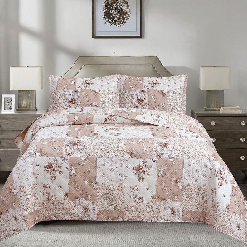 QUILT ANDES ESTAMPADO PATCHWORK BEIGE 2 PLAZAS-0