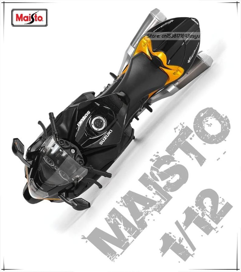 Moto Suzuki Hayabusa 2022 Negra Escala 1:12 Negro/amarillo-2