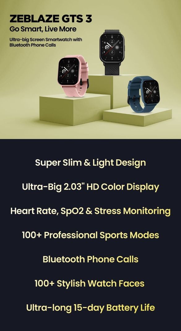 Smartwatch Zeblaze Gts 3 color Negro-5