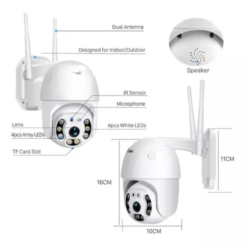 Cámara de seguridad y vigilancia con red WI FI para exteriores v380 pro-1