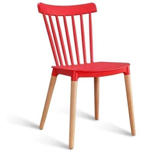 SILLA WINDSOR DE POLIPROPILENO PARA COMEDOR CON PATAS DE MADERA Rojo 0