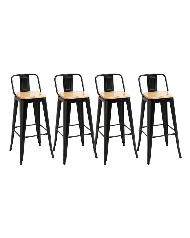 PACK 4 TABURETES O PISOS TOLIX CON ASIENTO DE MADERA 66CM