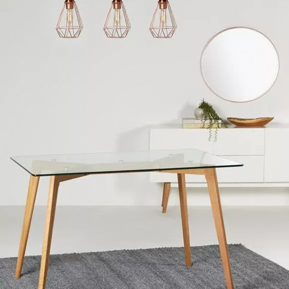MESA DE COMEDOR BARCELONA 160CM CON PATAS DE MADERA-2