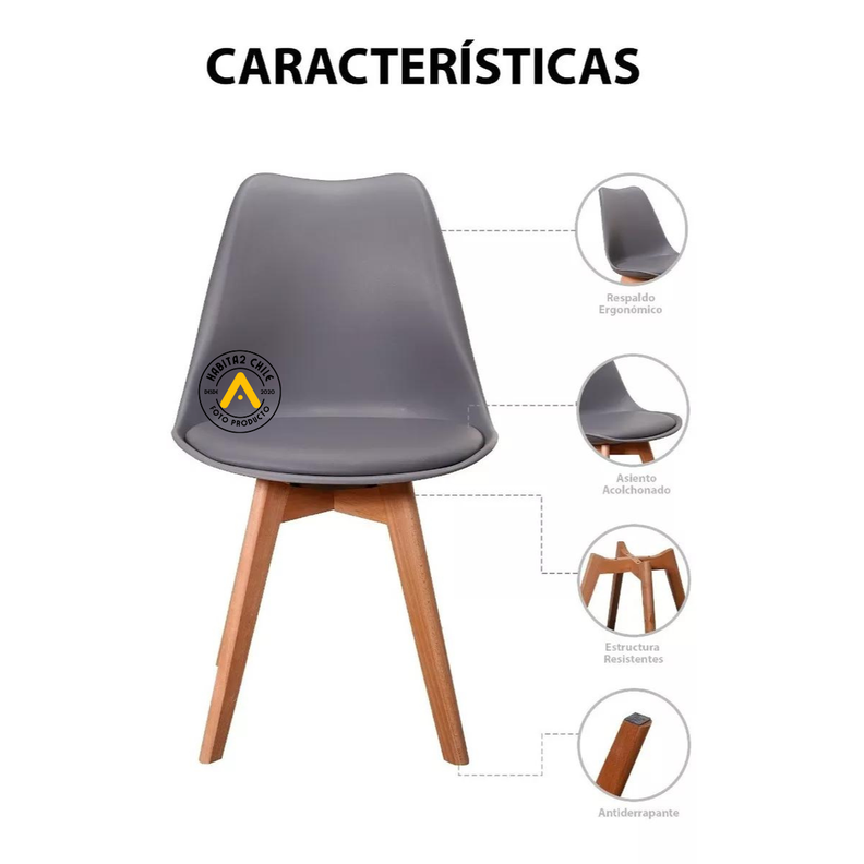 PACK 6 SILLAS DE COMEDOR TULIP ASIENTOS ACOLCHADOS-4