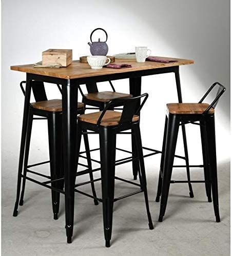 PACK 2 TABURETES O PISOS TOLIX CON ASIENTO DE MADERA 66CM-1