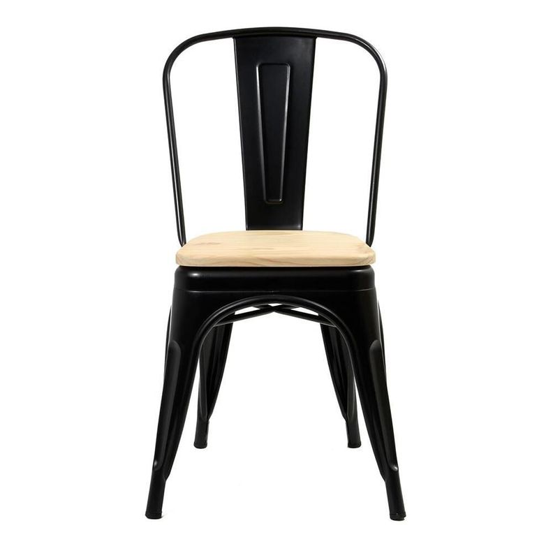 Pack de 4 sillas metalicas tolix con asientos de madera-1