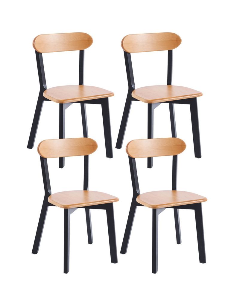 Pack 4 Sillas Fresno de Madera Living o Exterior Negro