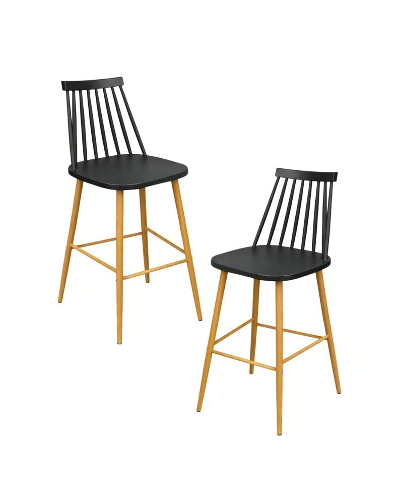 Pack 2 Taburetes de Bar 65 cm Royal Estilo Nordico Negro