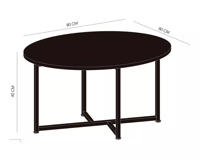 Mesa de Centro Natural 80cm Redonda -3