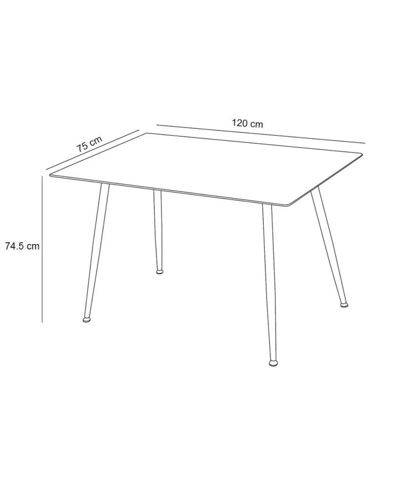 MESA PARA COMEDOR RECTANGULAR PIMA CON PATAS NEGRAS 120X75CM -2