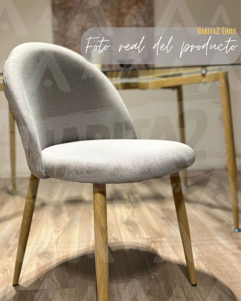 SILLA PARA COMEDOR NORDIC PATAS SIMIL MADERA CON ASIENTO TAPIZADO EN LINO Y DISEÑO DIAMANTE-4