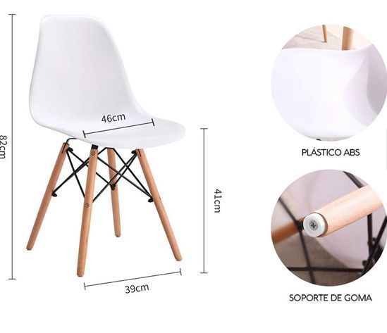 Silla de comedor Eames - 4 unidades-2