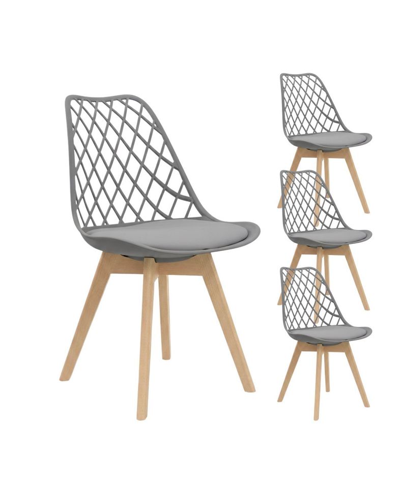 Pack 4 Sillas Tulip Mesh Acolchada Ecocuero