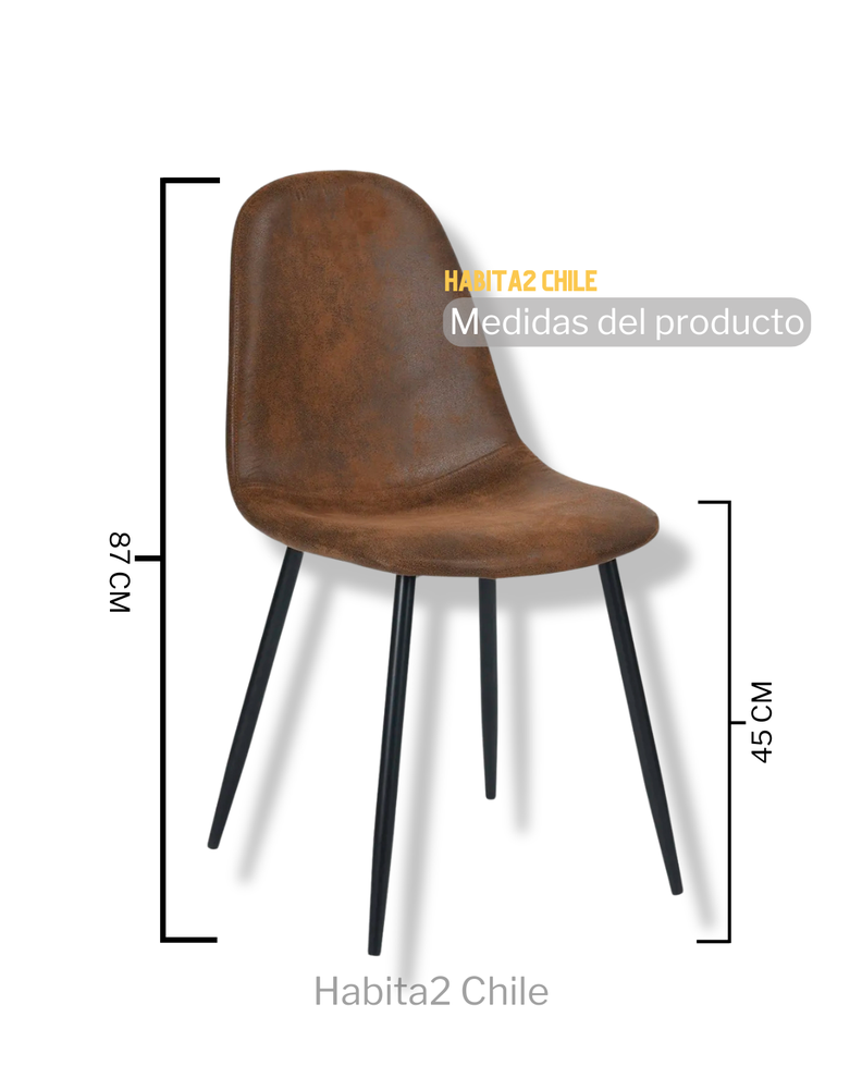 PACK 4 SILLAS DE COMEDOR CON ASIENTO TRENDY ECOCUERO TOP CON PATAS NEGRAS-1