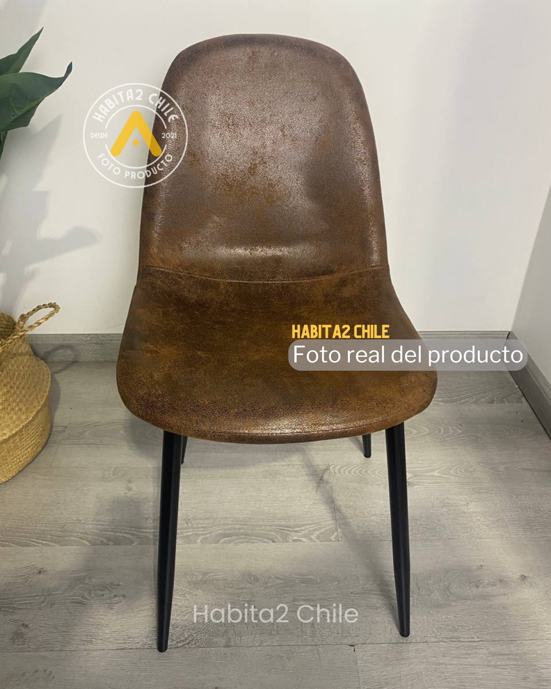 PACK 4 SILLAS DE COMEDOR CON ASIENTO TRENDY ECOCUERO TOP CON PATAS NEGRAS-3