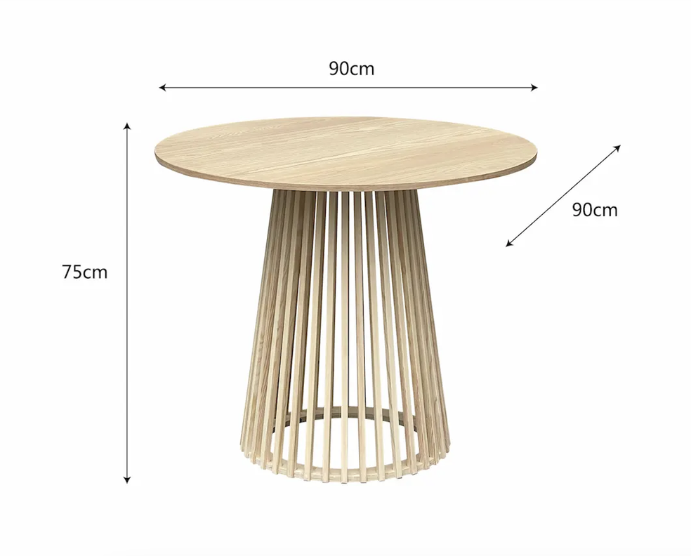 MESA DE COMEDOR 90CM BOHO ELEGANTE BALI CON CUBIERTA DE MADERA FRESNO Y PINO-1