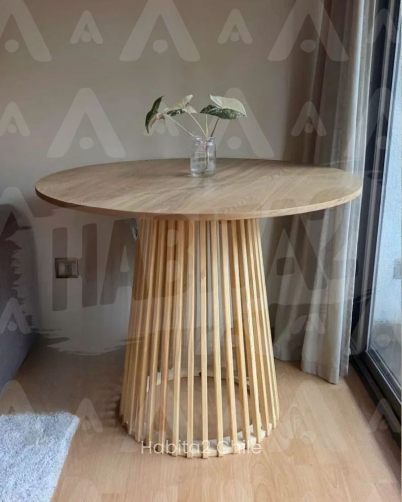 MESA DE COMEDOR 90CM BOHO ELEGANTE BALI CON CUBIERTA DE MADERA FRESNO Y PINO-4