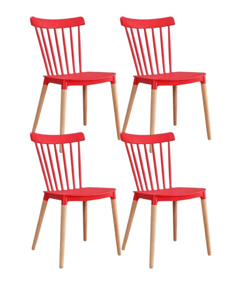 PACK 4 SILLAS WINDSOR DE POLIPROPILENO PARA COMEDOR CON PATAS DE MADERA-0