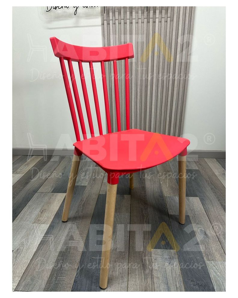 PACK 4 SILLAS WINDSOR DE POLIPROPILENO PARA COMEDOR CON PATAS DE MADERA-3