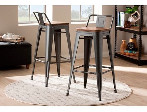 PACK 2 TABURETES O PISOS TOLIX CON ASIENTO DE MADERA 77CM-1