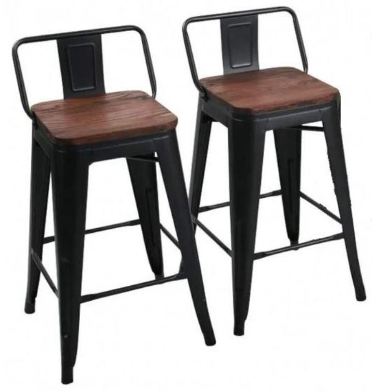 PACK 2 TABURETES O PISOS TOLIX CON ASIENTO DE MADERA 77CM Negro 0