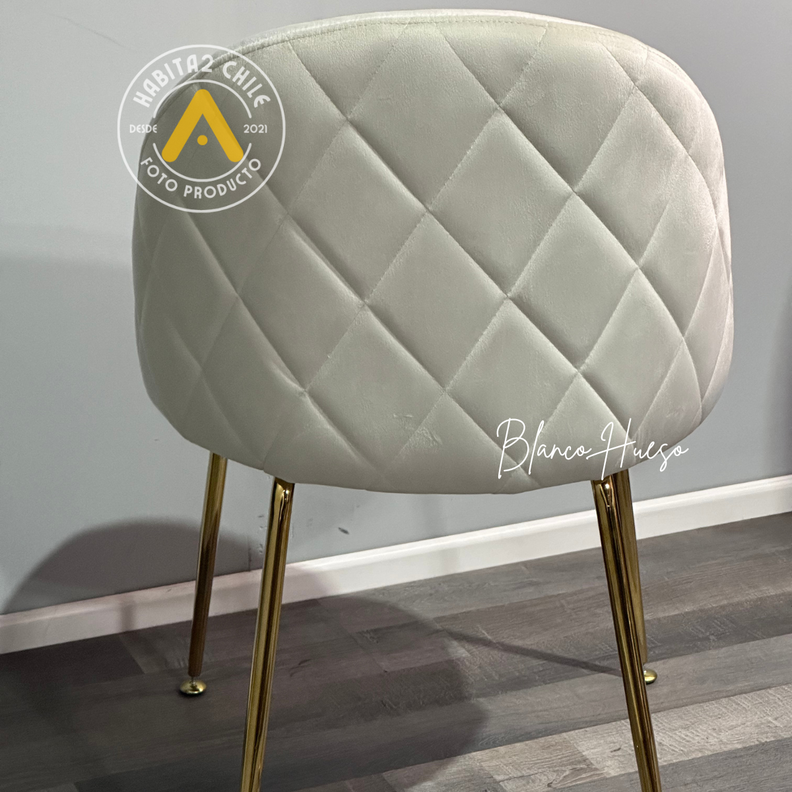 SILLA O SITIAL GOLD II PARA COMEDOR ACOLCHADA CON PATAS DORADAS Y UN ELEGANTE DISEÑO DE DIAMANTE-4