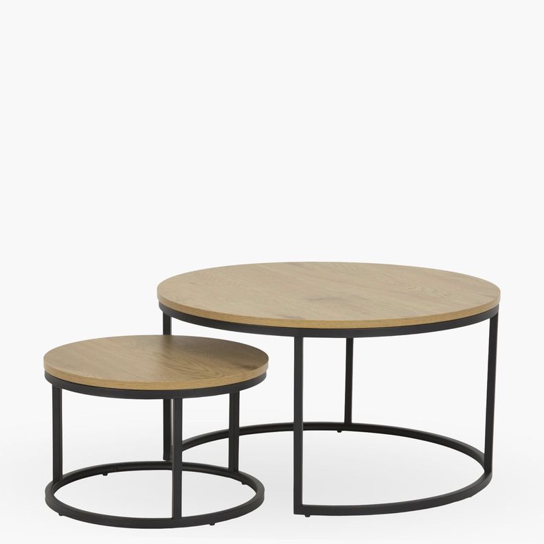 MESA DE CENTRO TIPO NIDO SIMIL MADERA CON BASE DE HIERRO-0