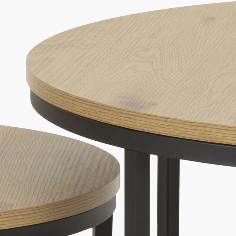 MESA DE CENTRO TIPO NIDO SIMIL MADERA CON BASE DE HIERRO-1