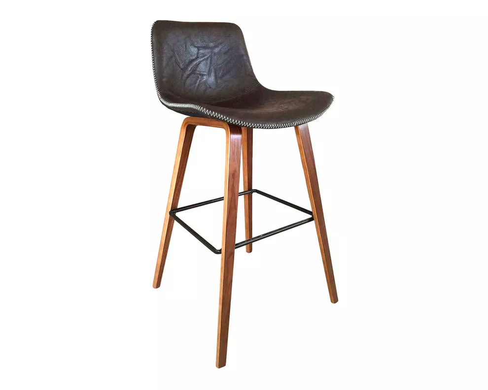 PACK 2 TABURETE PISO CON SILLA DE CUERO Y PATAS DE MADERA-3