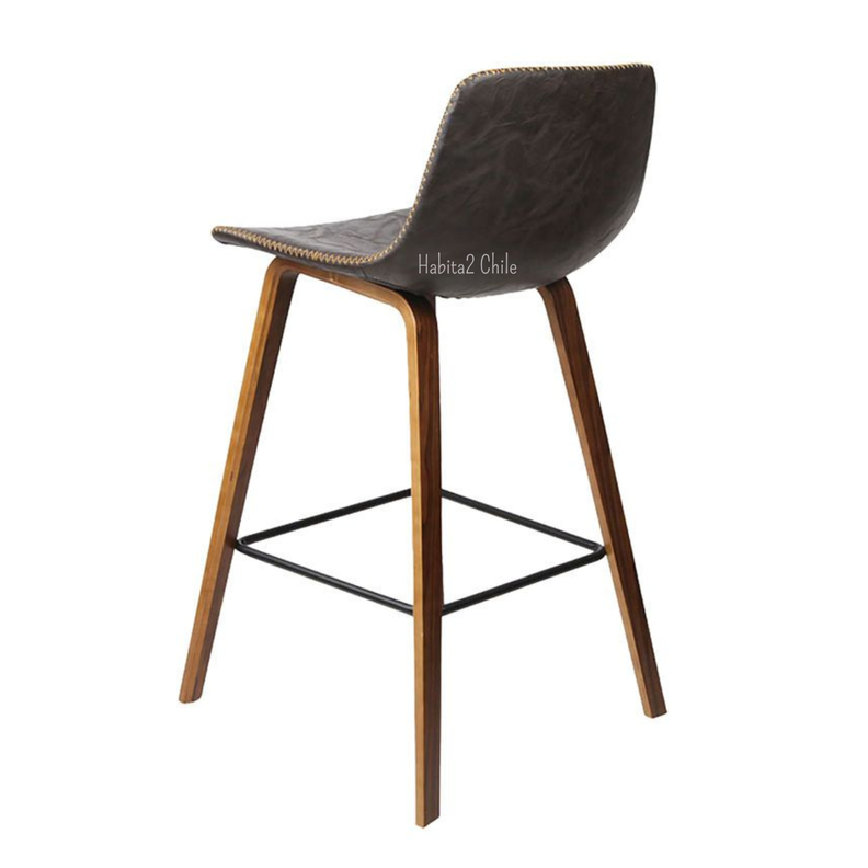 PACK 2 TABURETE PISO CON SILLA DE CUERO Y PATAS DE MADERA-6