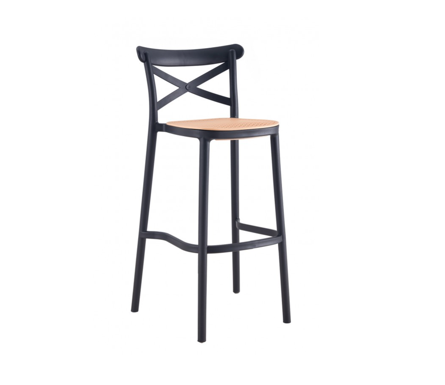 TABURETE PISO SENA 75CM POLIPROPILENO ASIENTO RESISTENTE  Negro Mate