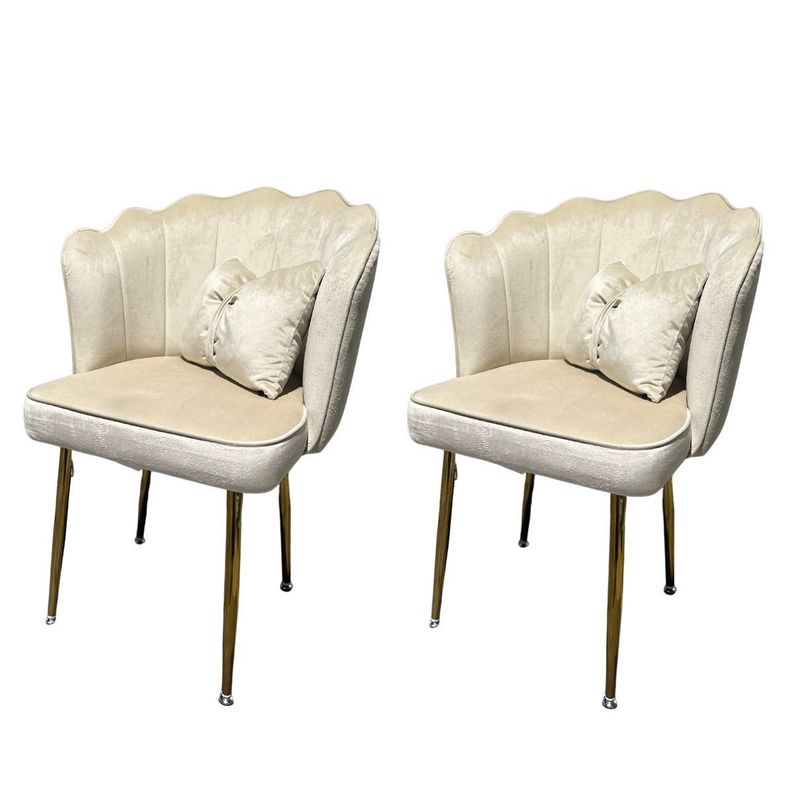 PACK 2 SILLAS SITIAL FANCY CON RESPALDO PETALO PARA TOCADOR Beige Natural