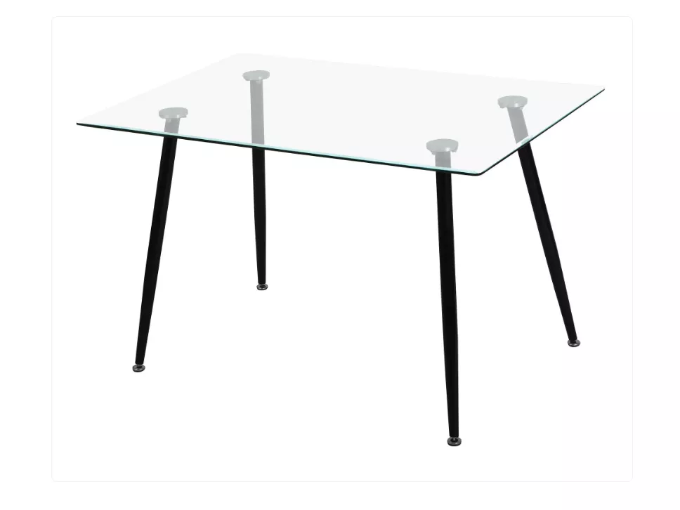 MESA DE VIDRIO PRINCE BLACK CON PATAS NEGRAS 130X80-0
