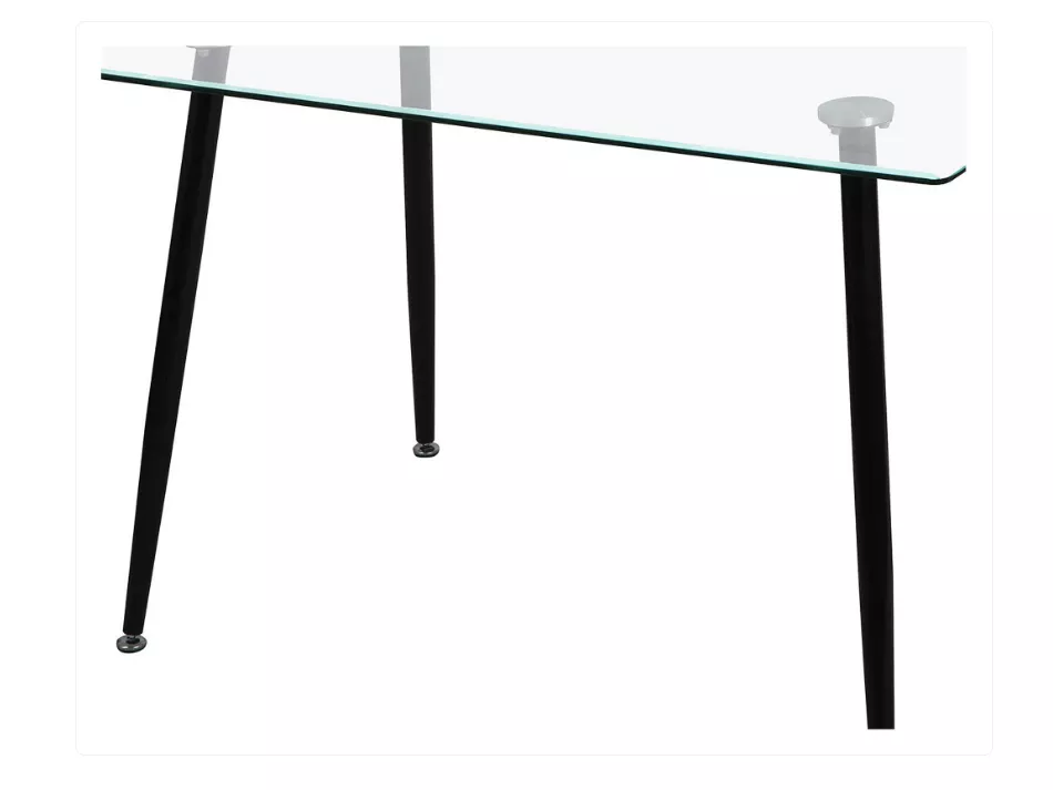 MESA DE VIDRIO PRINCE BLACK CON PATAS NEGRAS 130X80-2