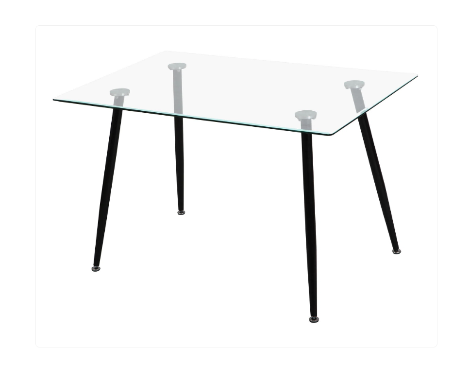 MESA DE VIDRIO PRINCE BLACK CON PATAS NEGRAS 130X80 Negro