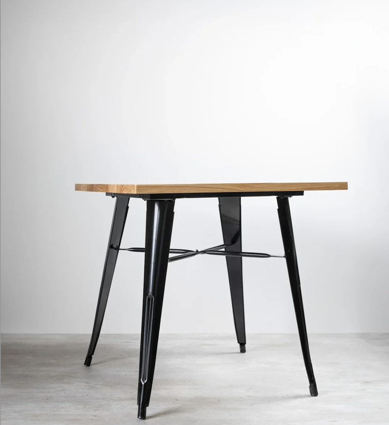 MESA TOLIX CON CUBIERTA MADERA CLARA 80X80 PARA CAFETERIA O RESTAURANTE-2