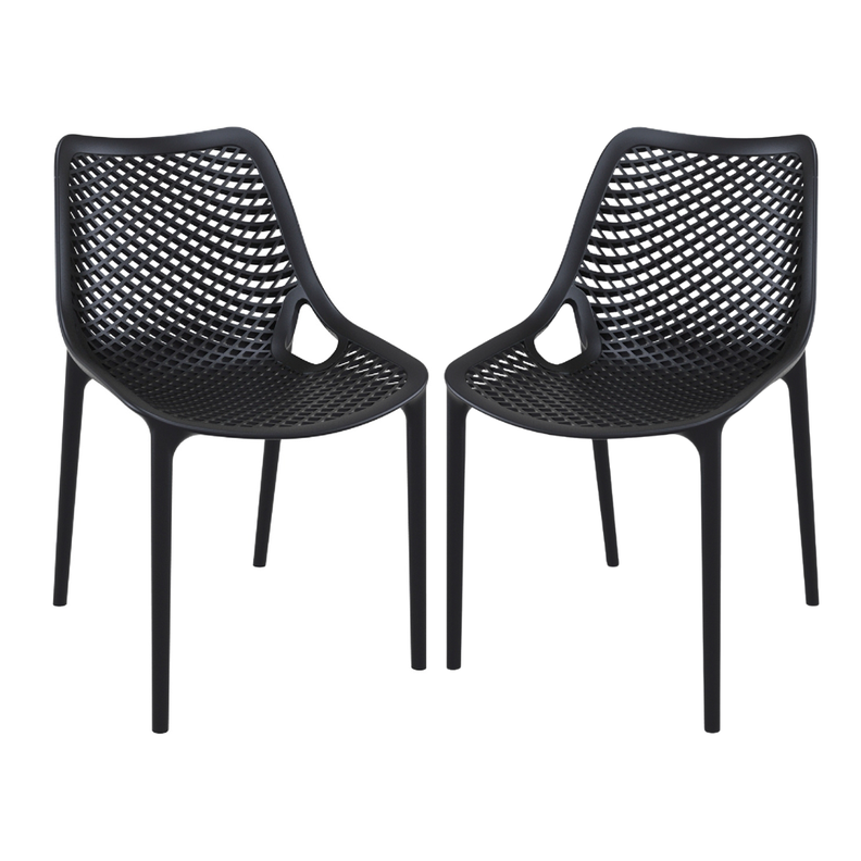 PACK 2 SILLAS CITY COMEDOR TERRAZA POLIPROPILENO RESISTENTE ASIENTO PANAL Negro