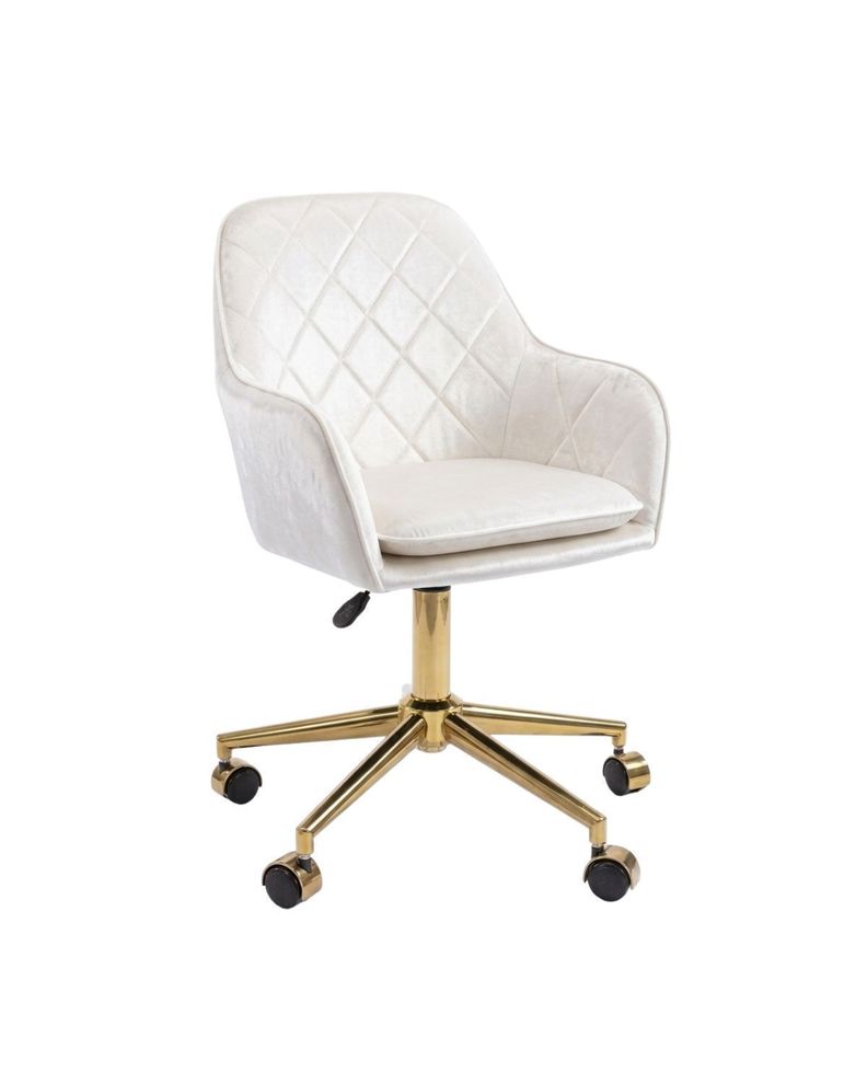 Silla Escritorio Lux Felpa Pedestal Dorado Beige