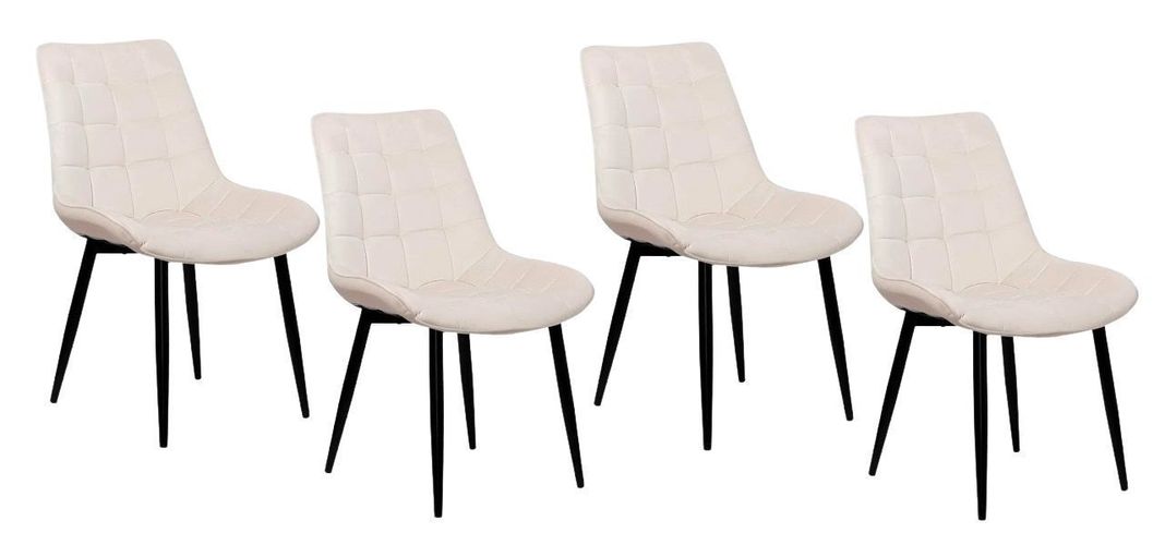 PACK 4 SILLAS DE COMEDOR ACOLCHADO FELPA PATAS NEGRAS CUADRO
