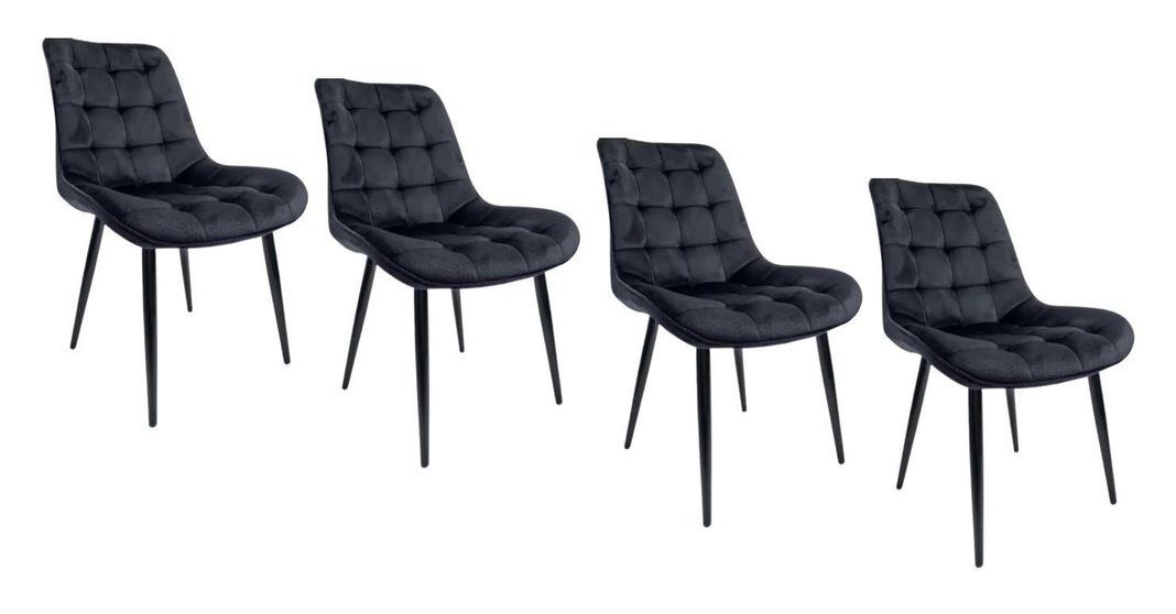 PACK 4 SILLAS DE COMEDOR ACOLCHADO FELPA PATAS NEGRAS CUADRO