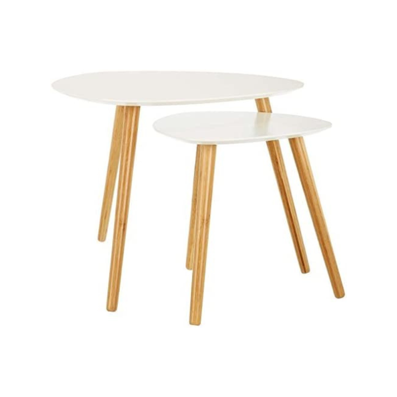 MESA DE CENTRO DOBLE ESTILO NORDICO BASE DE MADERA DE HAYA