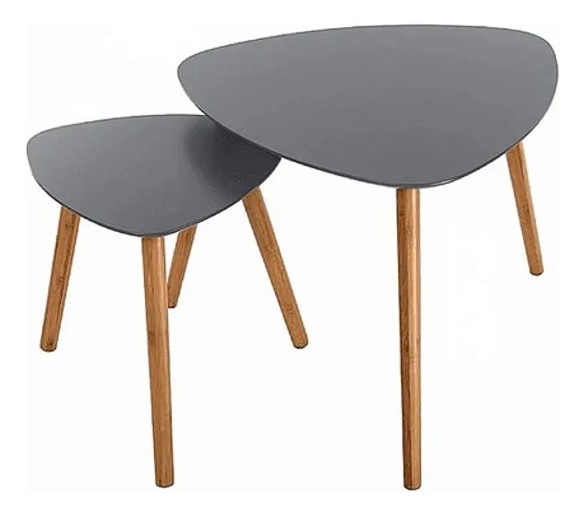 MESA DE CENTRO DOBLE ESTILO NORDICO BASE DE MADERA DE HAYA