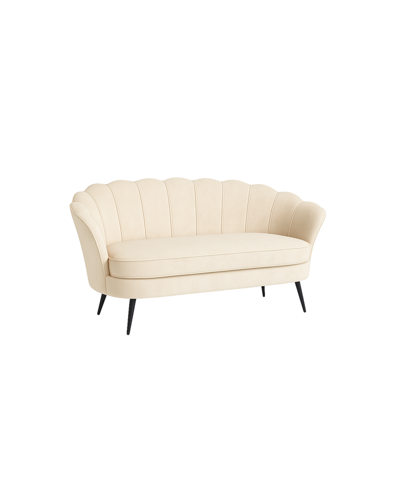 SOFA DE TERCIOPELO 2 CUERPOS CON BASE NEGRA SHELL
