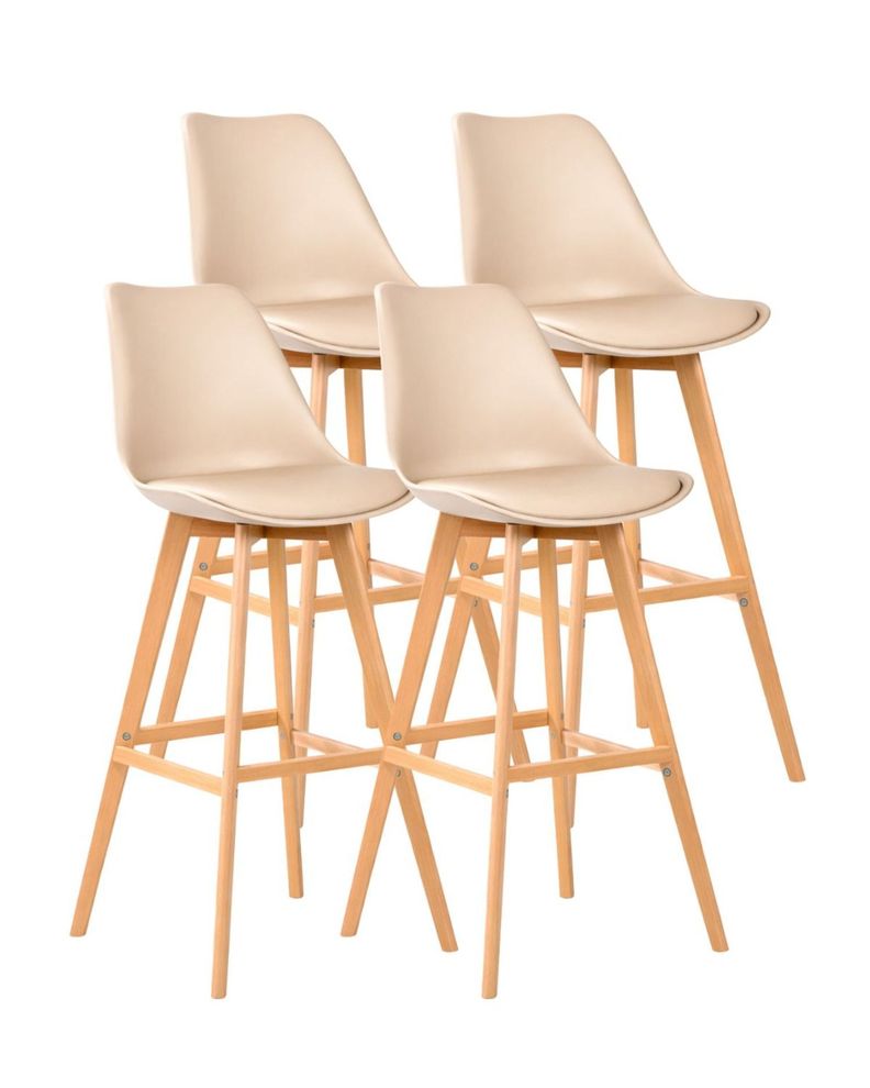 PACK 4 TABURETES TULIP ACOLCHADO 76 CM Beige