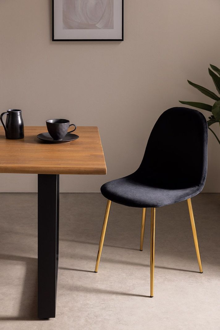 SILLA PARA COMEDOR CON ASIENTO DE TERCIOPELO TRENDY TOP CON PATAS DORADAS-2