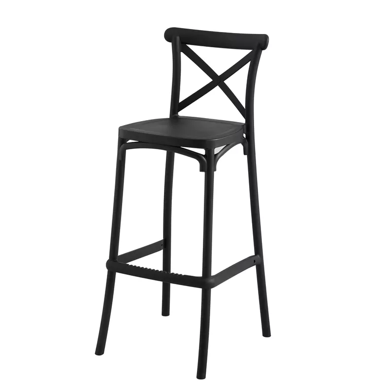 TABURETE PISO DANUBIO 65CM POLIPROPILENO RESPALDO ALTO RESISTENTE Negro