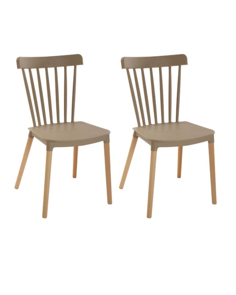 PACK 2 SILLAS WINDSOR DE POLIPROPILENO PARA COMEDOR CON PATAS DE MADERA-0