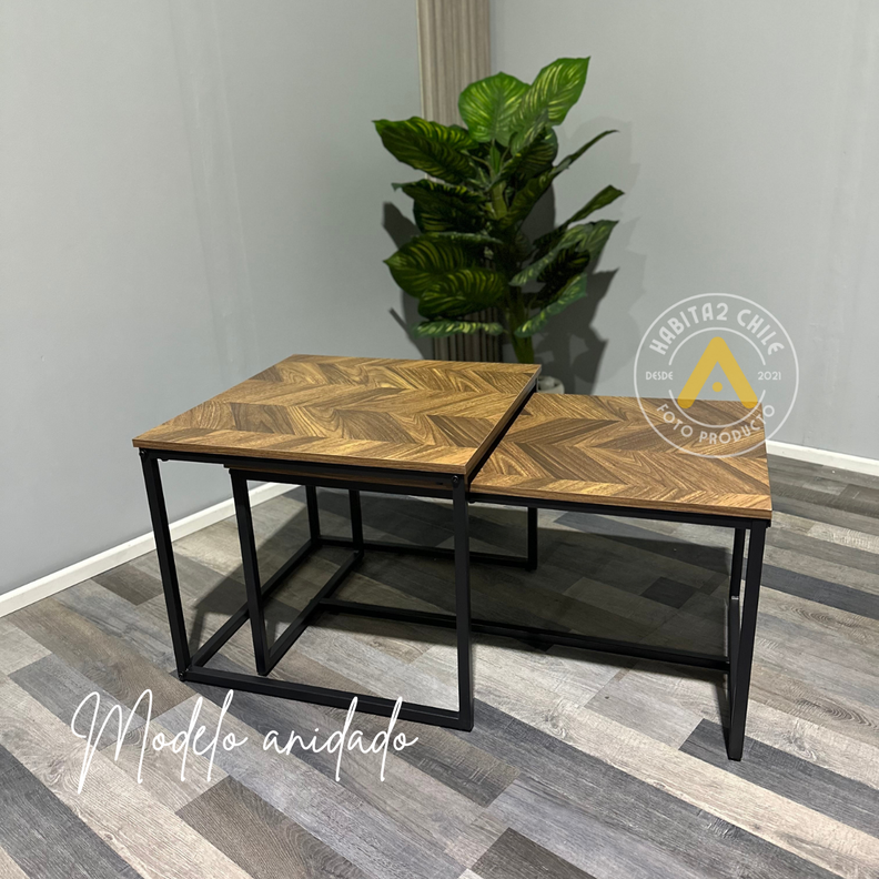 MESA DE CENTRO RECTANGULAR RUSTIC TIPO NIDO-2