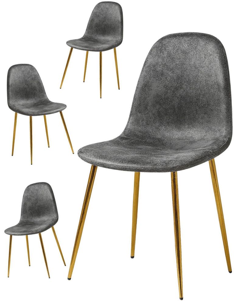 SILLA MURCIA DORADA PARA COMEDOR DE GAMUZA - 4 UNIDADES Gris